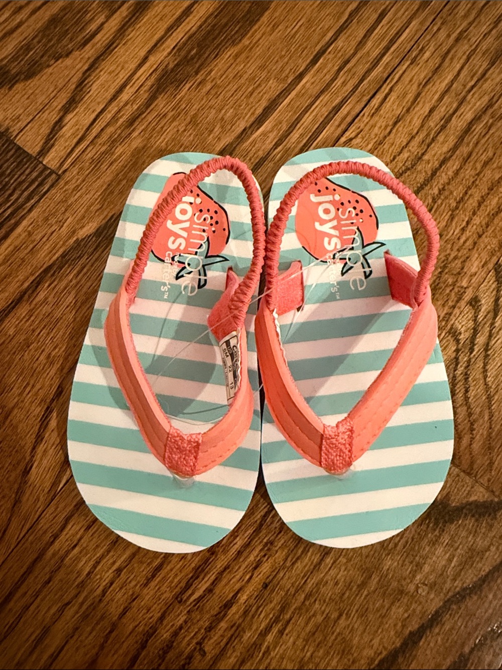 Carter's Coral Pink Striped Toddler Flip-Flop Sandals
